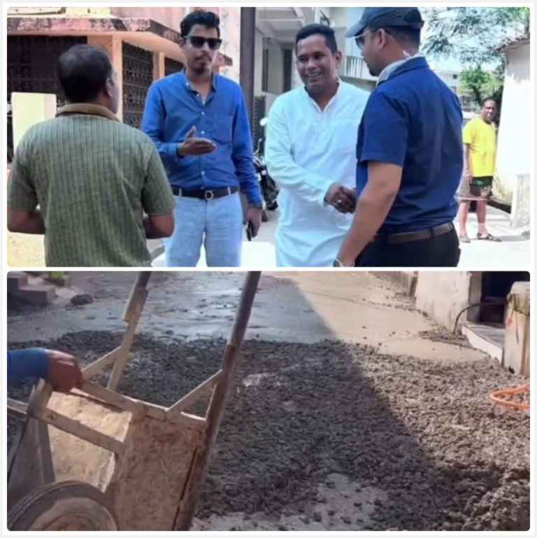 लाल बहादुर शास्त्री वार्ड में सीसी रोड निर्माण कार्य जारी, स्थानीय निवासियों से चर्चा