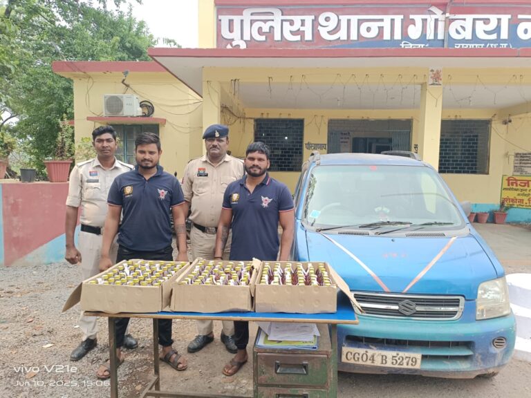 Crime news : रायपुर पुलिस की बड़ी कार्रवाई: चारपहिया वाहन में अवैध शराब परिवहन करते दो आरोपी गिरफ्तार, 2.5 लाख का माल जब्त