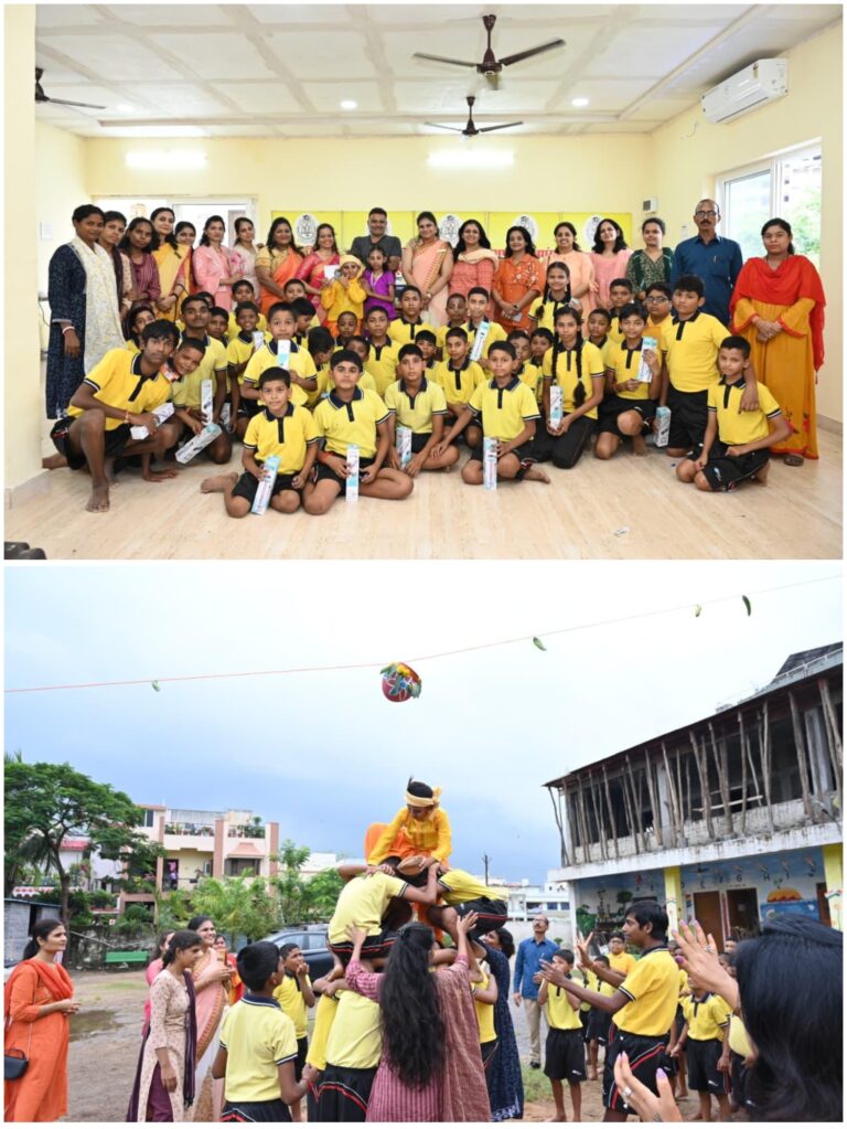 अर्पण दिव्यांग पब्लिक स्कूल में माहेश्वरी युवा मंडल महिला समिति ने धूमधाम से मनाया बाल गोविंदा मटकी महोत्सव