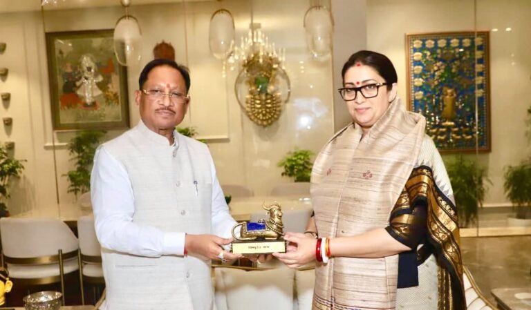 सीएम साय ने पूर्व केंद्रीय मंत्री स्मृति ईरानी से की मुलाकात, बस्तर के विकास मॉडल और जनकल्याणकारी योजनाओं पर की चर्चा