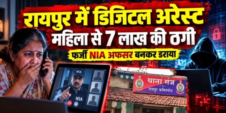 रायपुर में 5 दिन तक ‘डिजिटल अरेस्ट’ रही महिला, NIA अफसर बनकर साइबर ठगों ने 7 लाख उड़ाए…
